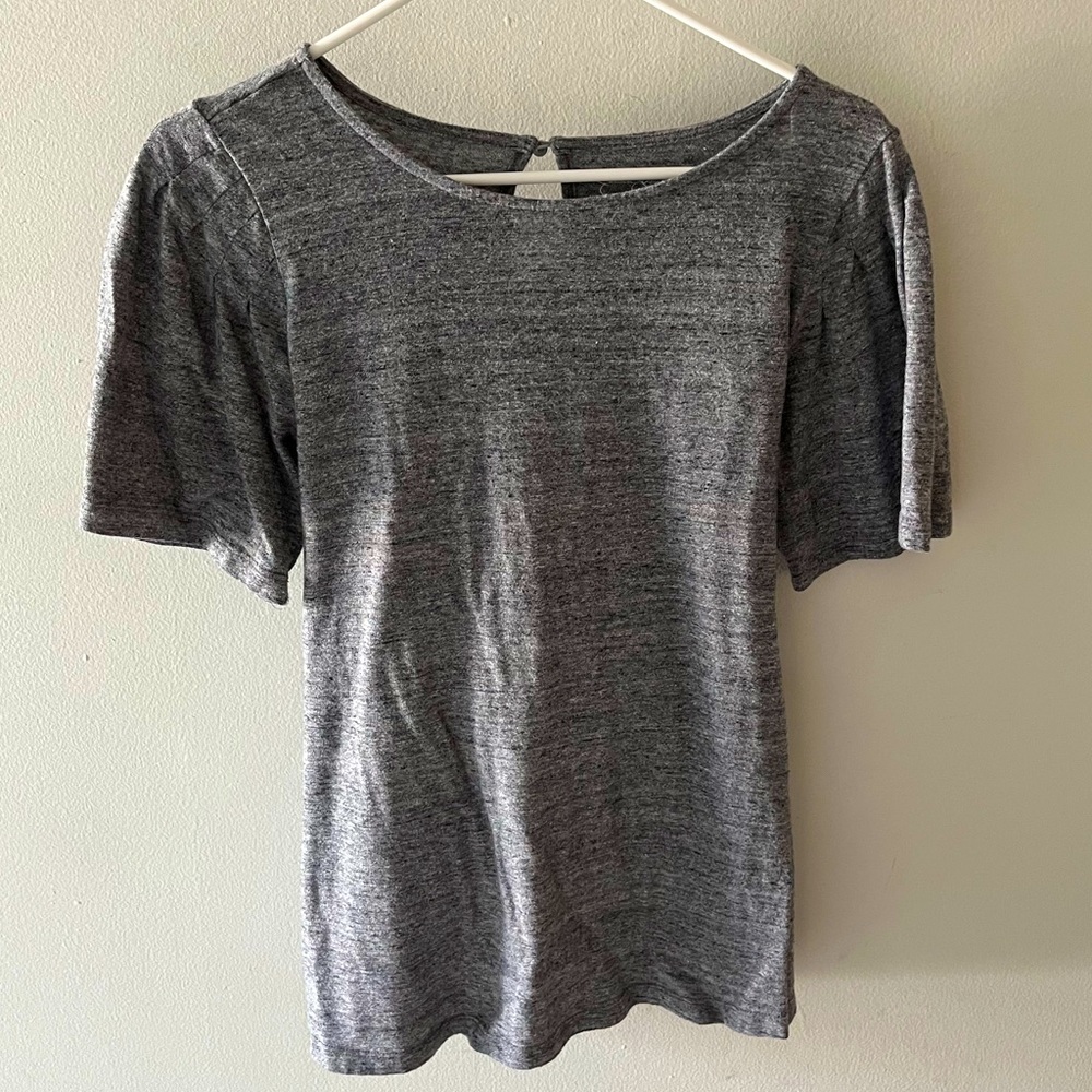 Jessica Simpson Grey Maternity Short Sleeve Blouse Tie in the Back